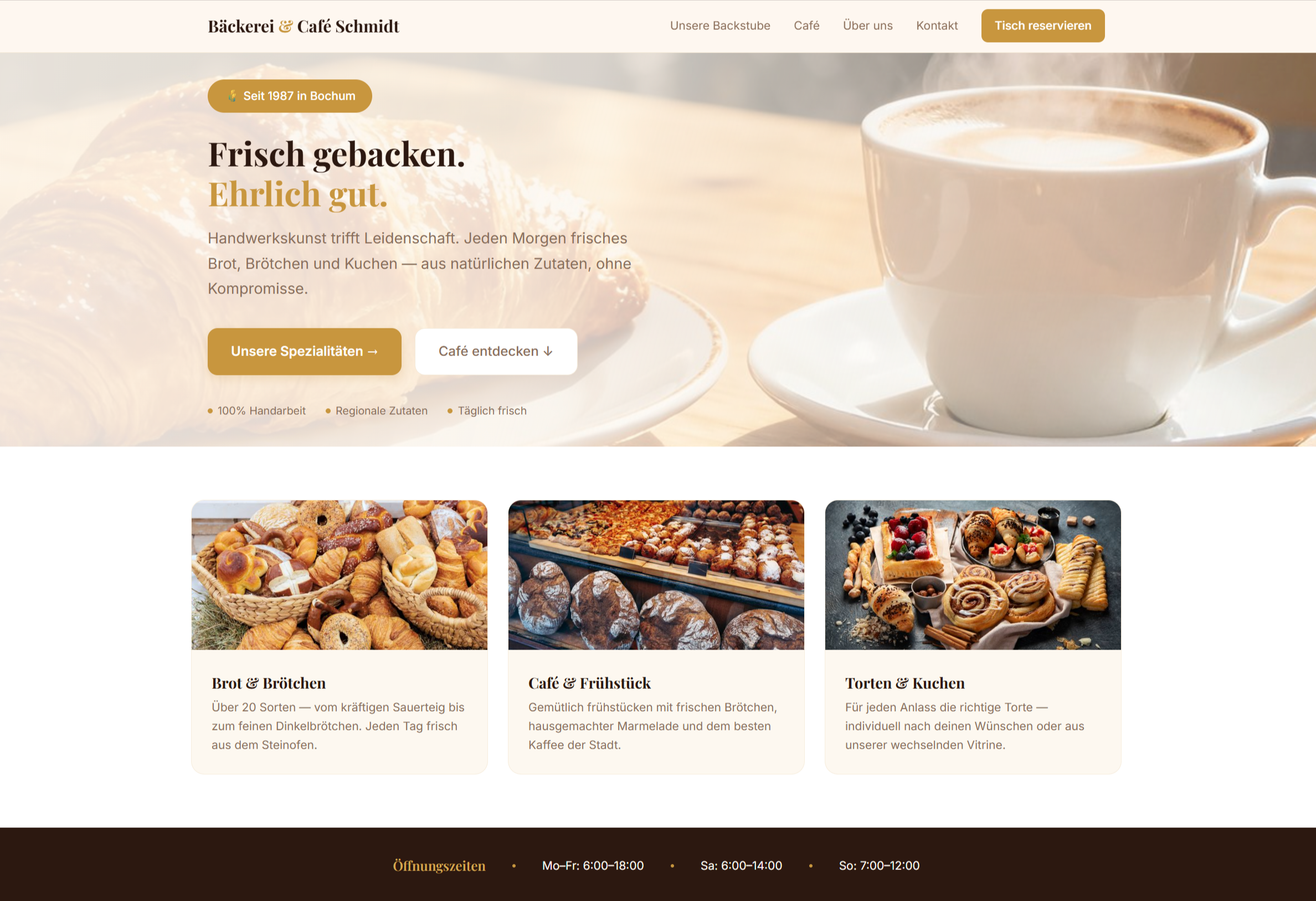 Screenshot: Bäckerei & Café Schmidt