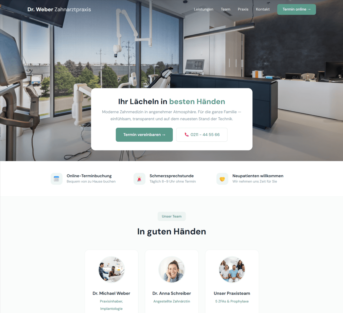 Screenshot: Zahnarztpraxis Dr. Weber